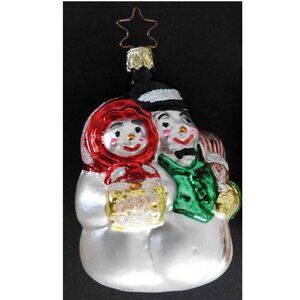 Inge Glas of Germany Blown Glass Ornaments Snowman Couple